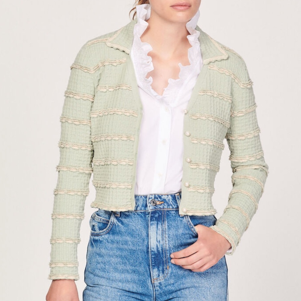 Sandro andina textured striped cardigan NWT